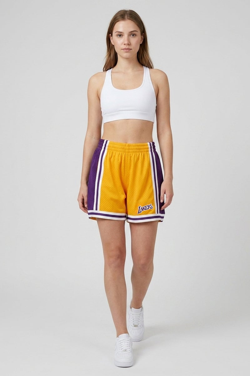 Mitchell & Ness Women Sportswear Fit  Los Angeles Lakers Basketball Shorts, Multicolor - Image 4