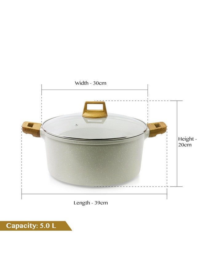 Bergner Naturally Cast Aluminum 28cm (5 L) Casserole with Glass Lid, Marble Non-Stick Coating, Less Oil Use, Scratch Resistant, Soft Touch Stylish Handles - Induction Bottom, Free Non-Woven Trivet - Image 4