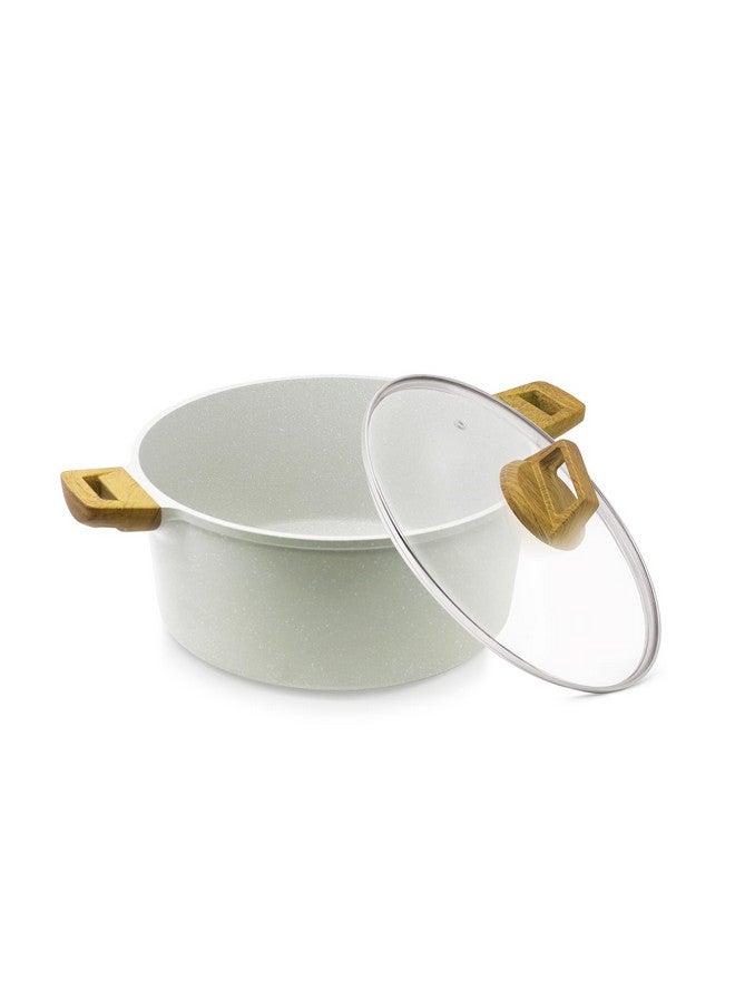 Bergner Naturally Cast Aluminum 28cm (5 L) Casserole with Glass Lid, Marble Non-Stick Coating, Less Oil Use, Scratch Resistant, Soft Touch Stylish Handles - Induction Bottom, Free Non-Woven Trivet - Image 1