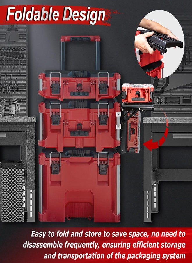 DNShorix Folding Packout Mount for Milwaukee Packout Toolbox Side Storage, Rugged All-metal Frame, Compatible with Rails No Drilling Required, Saving Space, Can be Mounted on Wall or Floor - Image 2