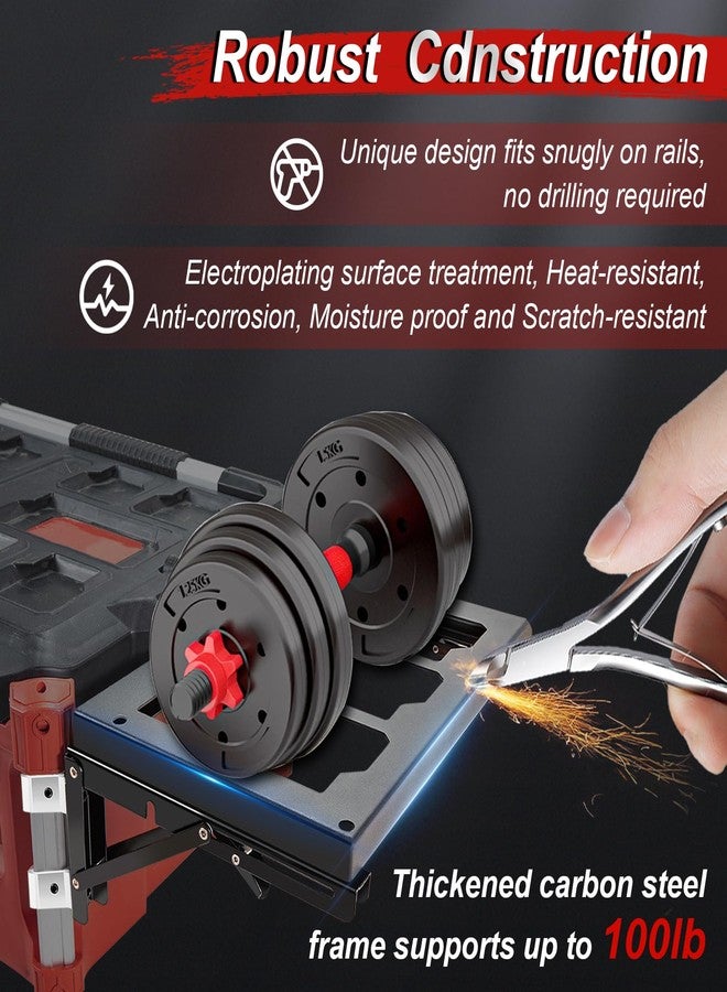 DNShorix Folding Packout Mount for Milwaukee Packout Toolbox Side Storage, Rugged All-metal Frame, Compatible with Rails No Drilling Required, Saving Space, Can be Mounted on Wall or Floor - Image 3
