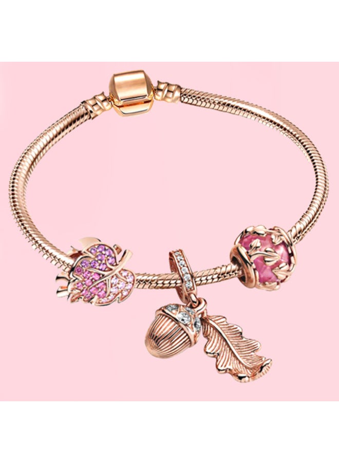 Pan Home Rose Gold Charm Ladies Bracelet Diy Pavé Beaded elry Girls Bracelet Gift