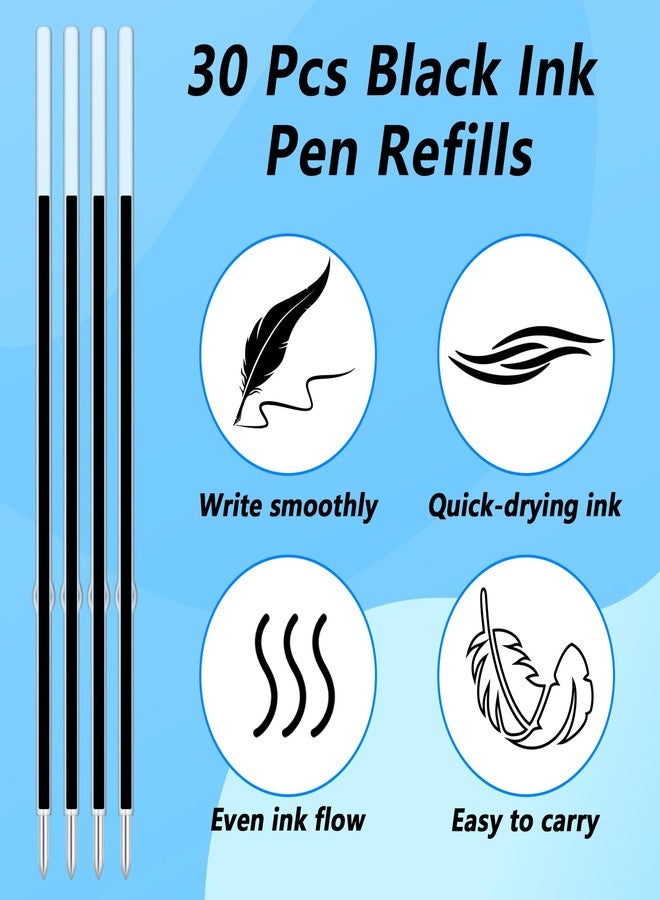Bcautay 30 Piece Ballpoint Refills 1 mm Medium Point Tip Retractable Ballpoint Pen Refills for Journal Writing Office and School Supplies - Image 3