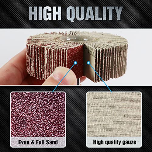 Pukamam 20 Pcs Flap Wheel Sander Set 80 Grit Sanding Wheel for Drill 1/4" Shank for Metal Wood - Image 3