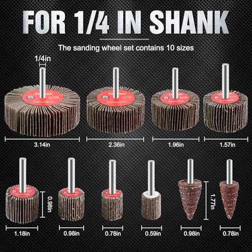 Pukamam 20 Pcs Flap Wheel Sander Set 80 Grit Sanding Wheel for Drill 1/4" Shank for Metal Wood - Image 2