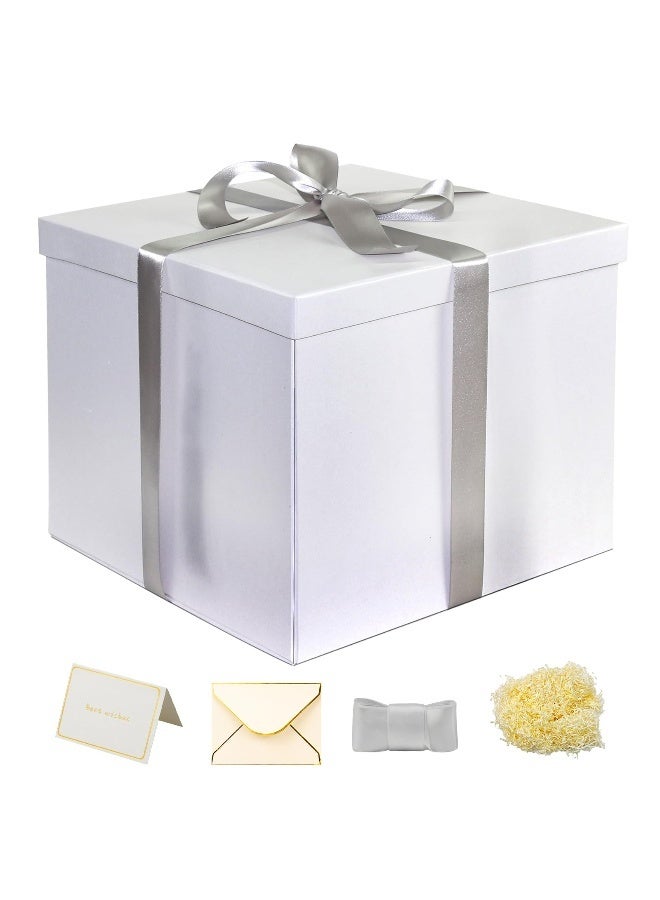 صندوق هدايا كبير 30x30x25cm ، صناديق هدايا بيضاء للهدايا ، صندوق  ، صندوق الهدايا ، للتعبئة والتغليف ، عيد الحب ، عيد الأم ،  ، الذكرى السنوية. - Image 1