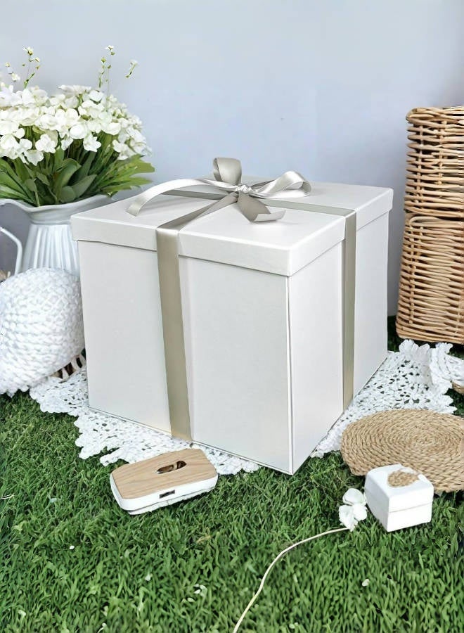 صندوق هدايا كبير 30x30x25cm ، صناديق هدايا بيضاء للهدايا ، صندوق  ، صندوق الهدايا ، للتعبئة والتغليف ، عيد الحب ، عيد الأم ،  ، الذكرى السنوية. - Image 4