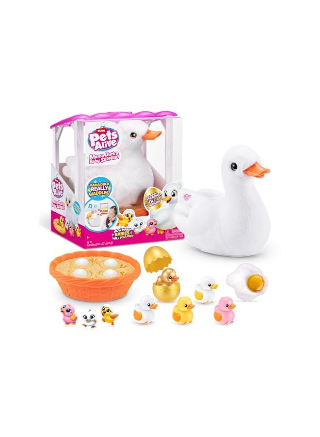 Pets Alive Mama Duck Surprise by ZURU, 4 Surprise Eggs, Baby Ducklings, 10+ Sounds, Walking Toy, Interactive Girls Toy, Ages 3+ - Image 1
