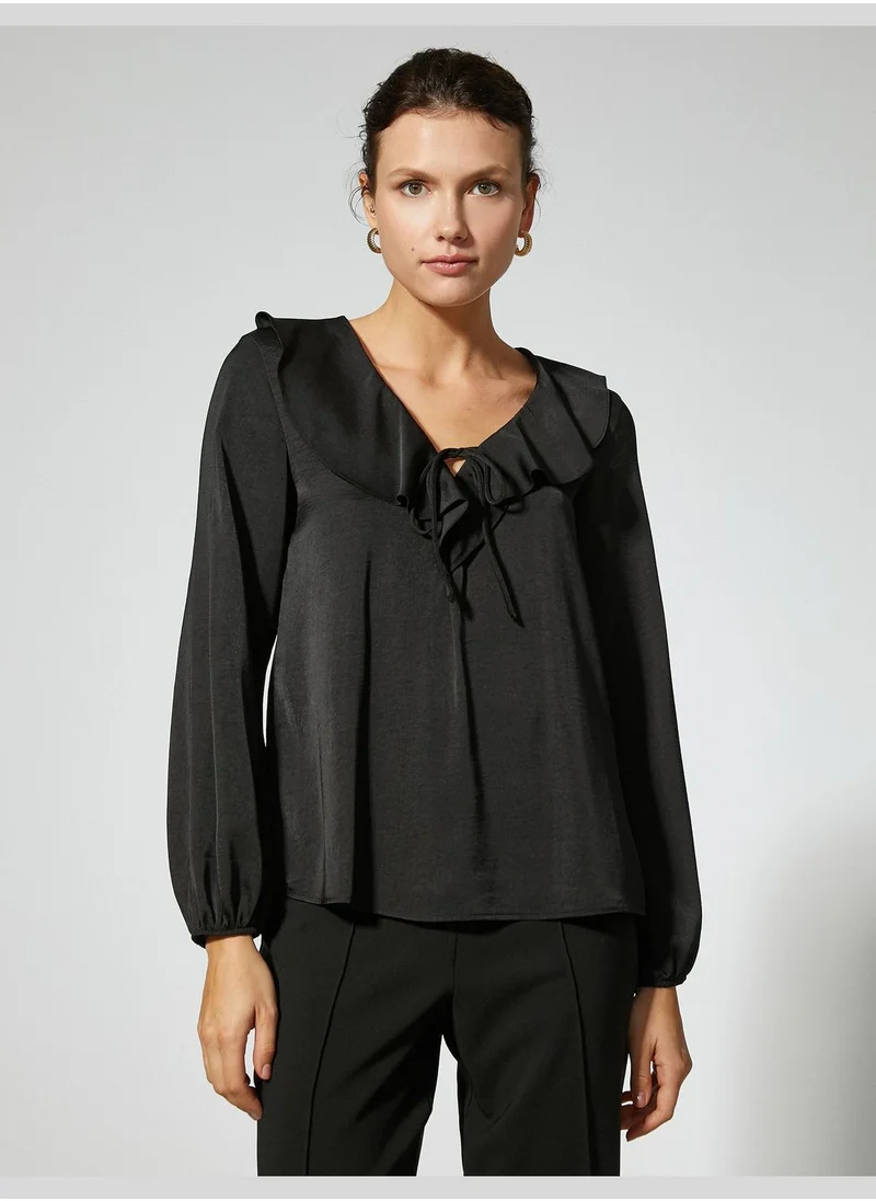 KOTON Voluminous Blouse V Neck Long Sleeve