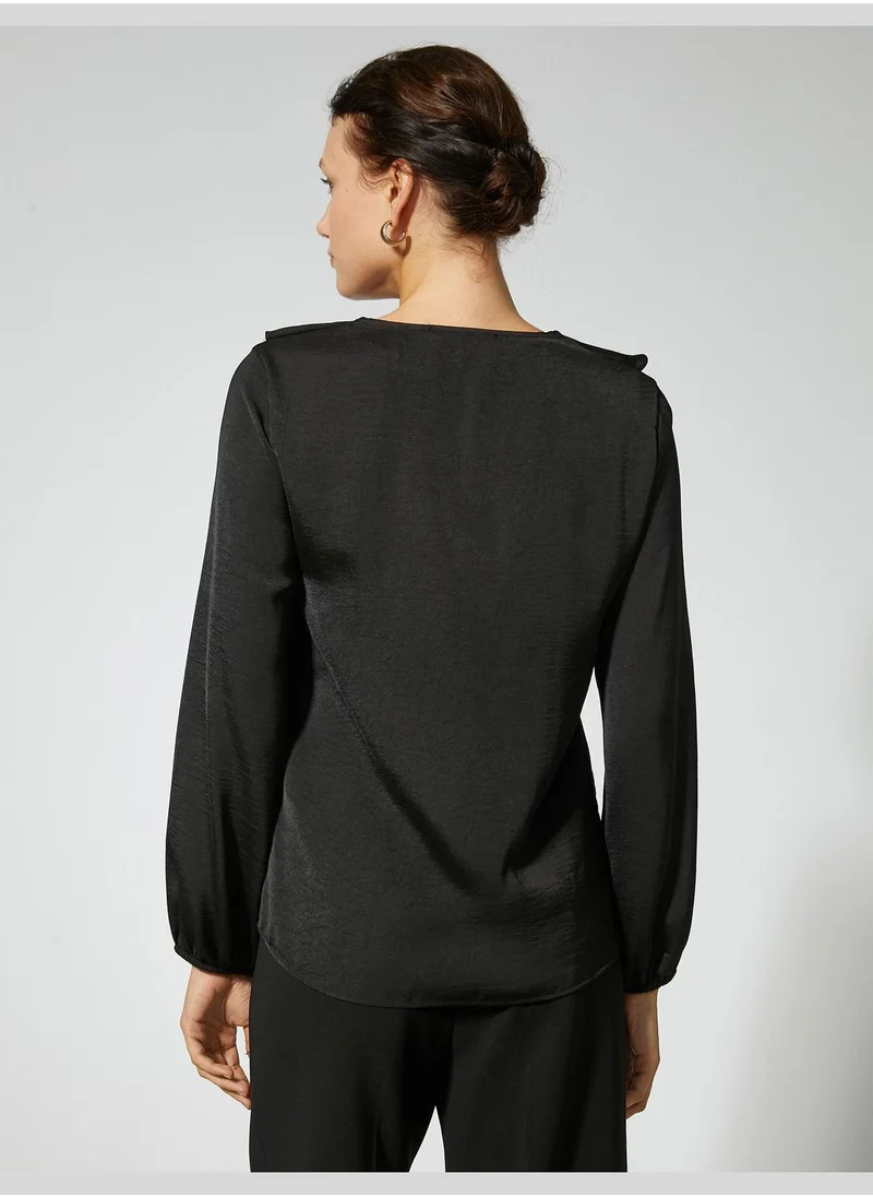 KOTON Voluminous Blouse V Neck Long Sleeve