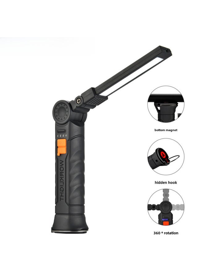 Multifunctional COB Magnet Auto Repair LED Work Light Red Light Warning Light Strong Light Flashlight Car Repair Work Light-Color:G52-khaki Large Size Without Red Light - Image 2