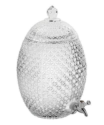 LVOOK Kitchenware Transparent Glass Oval Design Dispenser With Attached Silver Tap Best For Beverage| Beer| Juice| Water- (White, 10 L) - Image 5
