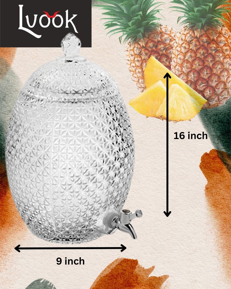 LVOOK Kitchenware Transparent Glass Oval Design Dispenser With Attached Silver Tap Best For Beverage| Beer| Juice| Water- (White, 10 L) - Image 3