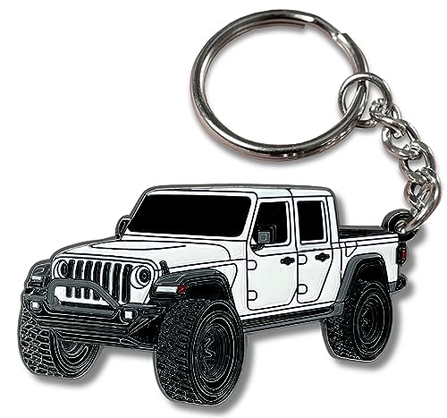 FOUR WHEEL BEAST Jeep Gladiator Keychain Officially Licensed Jeep Accessories Key Chain Fob Cover Mods 20202024 White