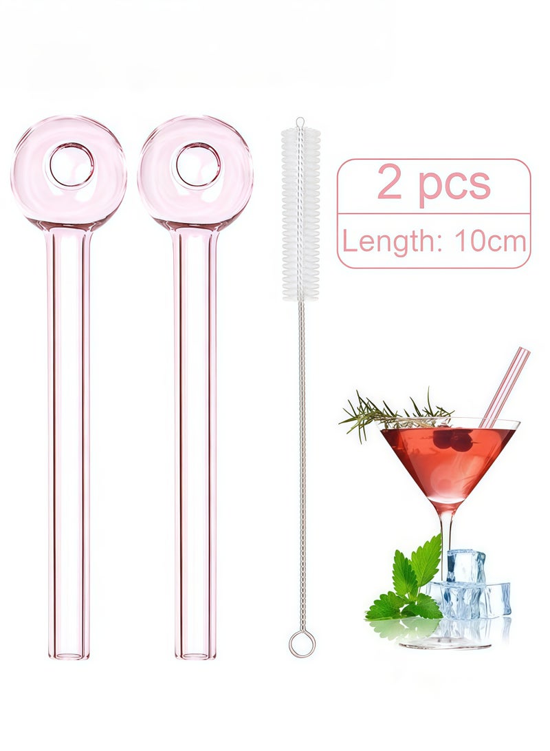 2 pcs Breakproof Glass Straws - Durable Reusable Glass Drinking Straws with 1 Cleaning Brush for Drinks Juice Herbs Smoothies，Eco-friendly Design - Image 1