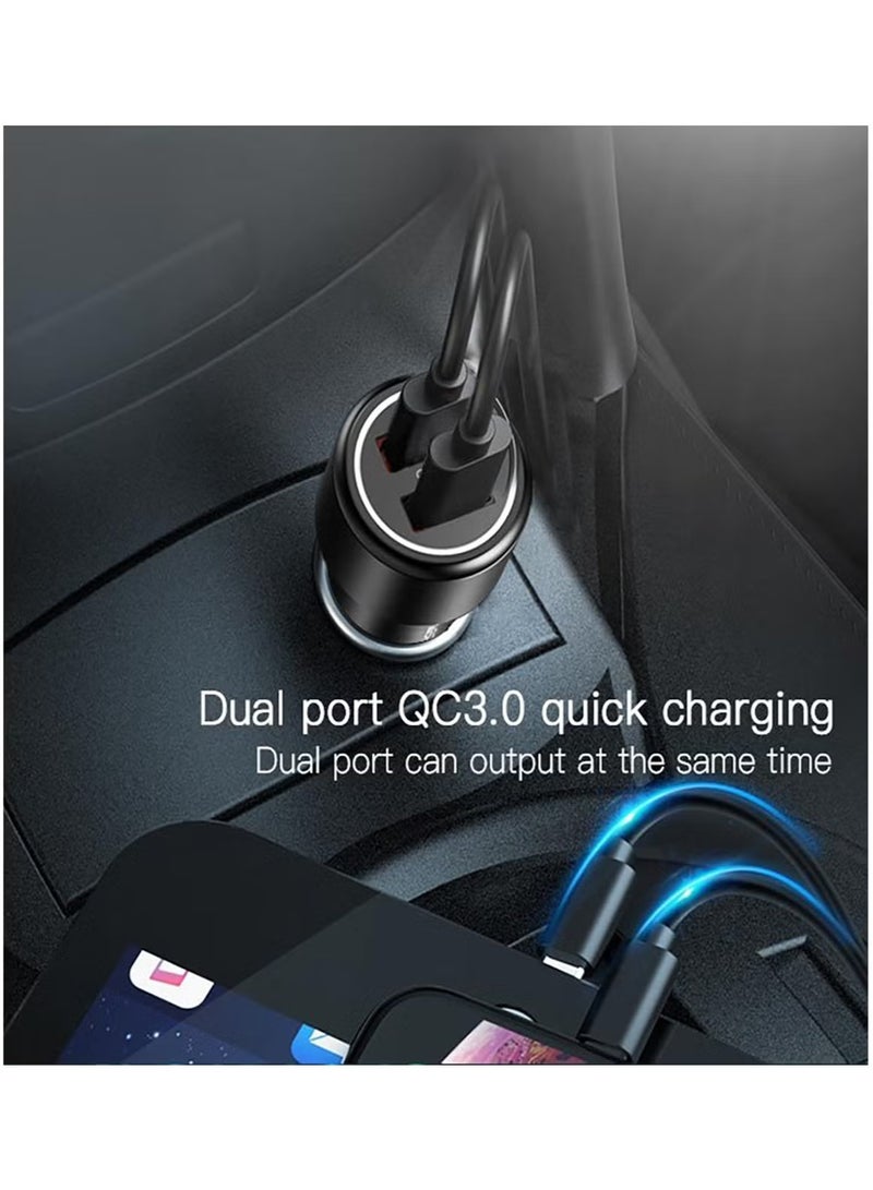 Yesido Y43 Fast Charger 36W Dual QC 3.0 Car Super Fast USB Charger Dual Quick 2 Port USB Car Charger Adapter - Black - Image 5
