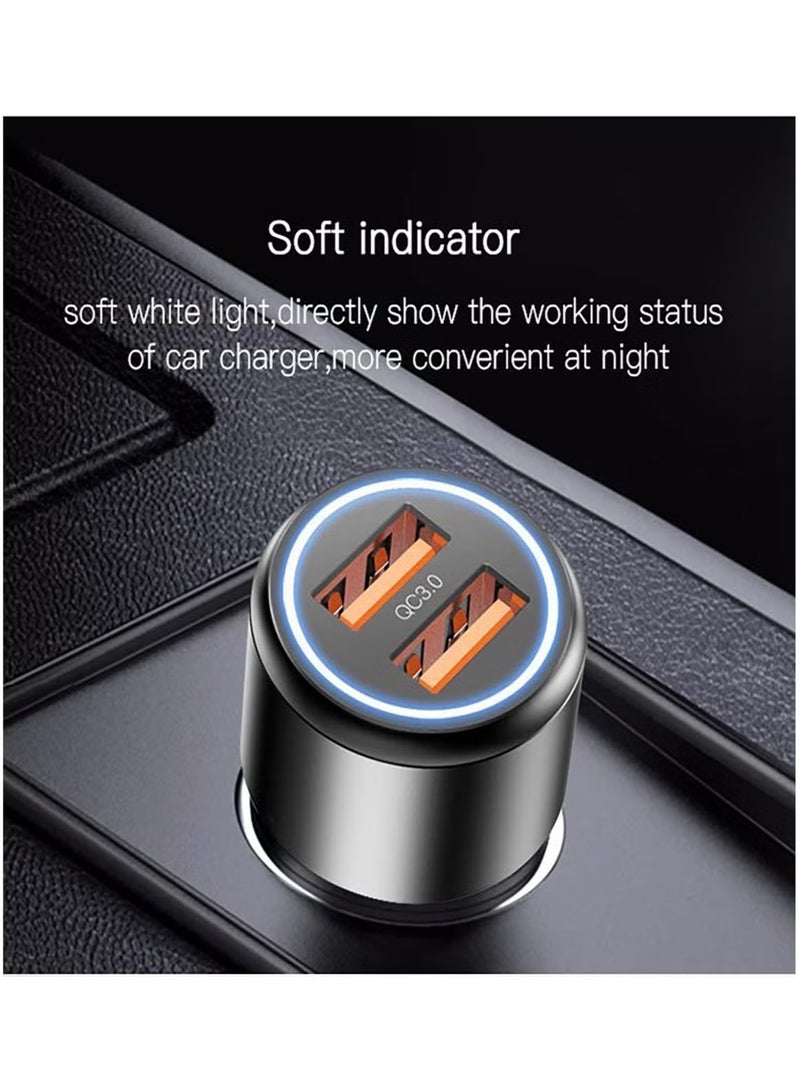 Yesido Y43 Fast Charger 36W Dual QC 3.0 Car Super Fast USB Charger Dual Quick 2 Port USB Car Charger Adapter - Black - Image 2