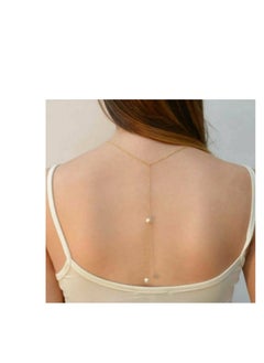 اكسوارات ار ايه سلسلة ظهر حريمي شيك جدا لولي (لؤلؤ) اوف وايت مع سلسلة ذهبى  - Image 2