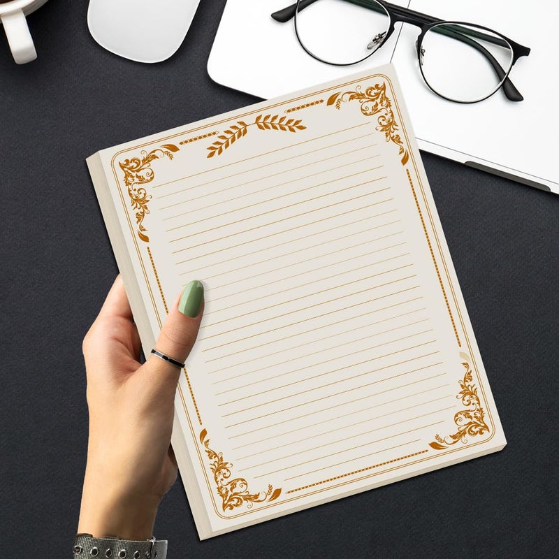 Yaridar Vintage Lined Letter Paper - 100 Sheets, Stationary Paper for Writing Letters with Lines & Antique Border Design for Stationery Writing Papers,Invitations & Notes, 100gsm, 8.5'' x 11'', Brown - Image 5