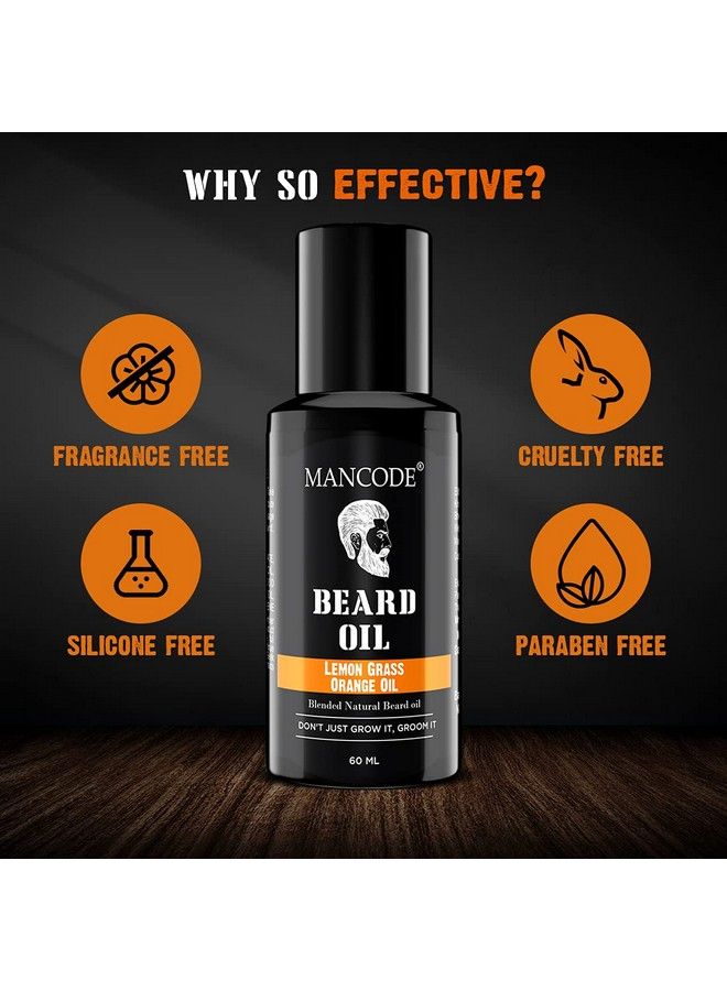 MAN CODE Beard Oil For Nourishment & Strengthening Beard No Harmful Chemicals 60Ml Each (Lemon Grass & Orange Oil)  - Image 3