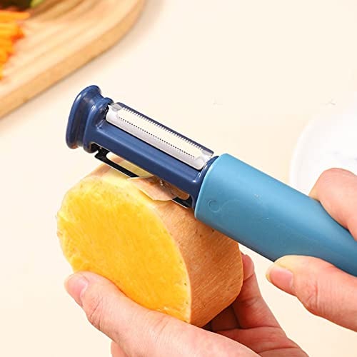 Mockery 3 in 1 Vegetable Peeler with Knife Sharpener, Stainless Steel Grater, Fruit & Vegetable Cutter, 2 Stage Knife Sharpener (Blue) - Image 2