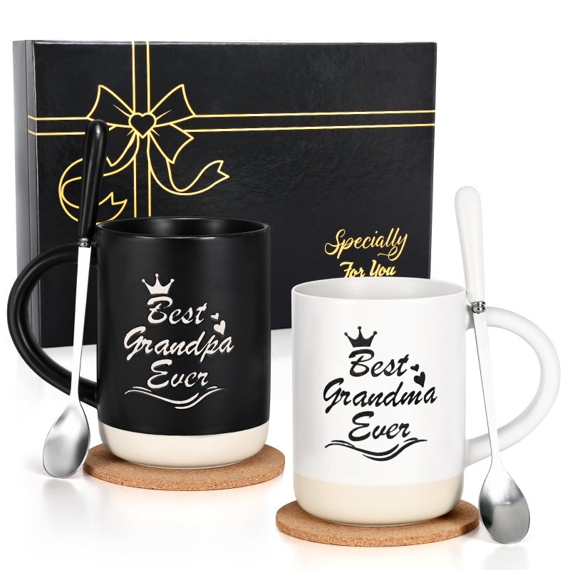 Cabtnca Best Grandma and Grandpa Mugs Gifts for Grandparents From Grandkids Christmas and Grandparents Day 16 Oz