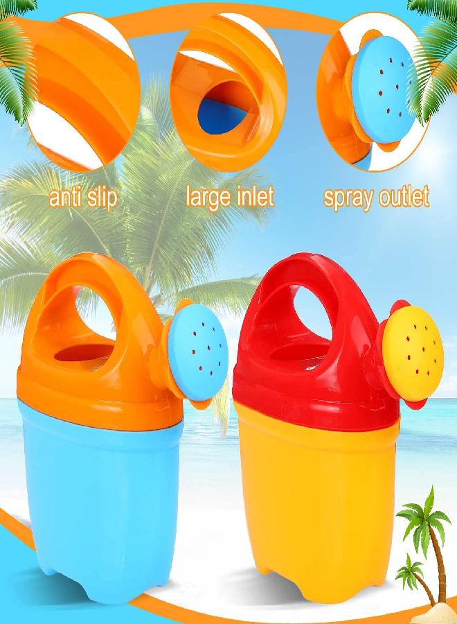 Sotiff 4 Packs Watering Can Garden Equipment Toy Sand Toys Interesting Plastic Watering Can Plant Garden Watering Can Toys Bath Toys for Girls and Boys Gardening Beach Tools, 3 Colors - Image 2