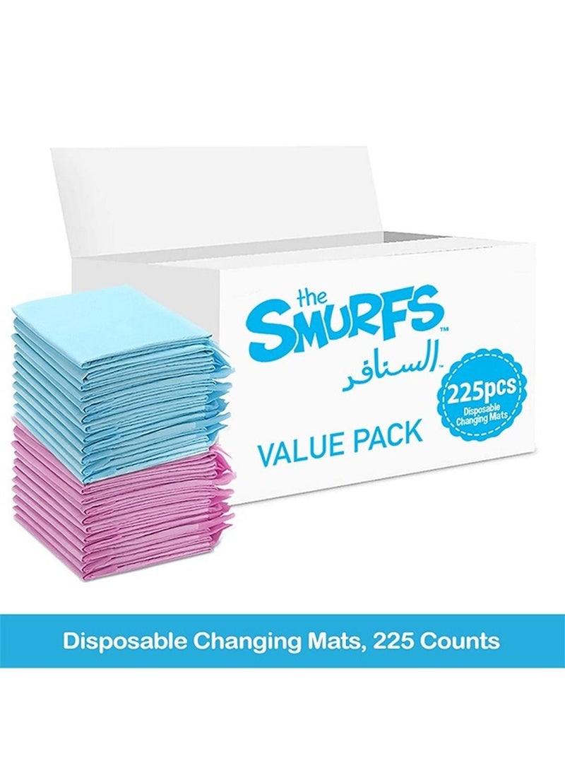 THE SMURFS حصائر تغيير قابلة للتخلص منها، 225 قطعة، حصيرة ناعمة مقاومة للماء، حصيرة تغيير محمولة مقاومة للتسرب، وسادة تحتية مقاومة للتسرب للأمهات الجدد، وسادة حماية لطاولة المراتب - Image 2