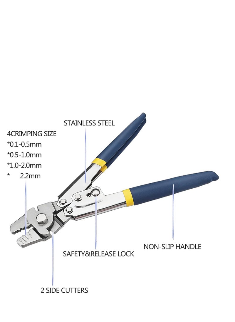 Generic Wire Rope Crimping Tool Kit with 1/16-304 Stainless Steel Cable 50M 100 Cable Ferrule Aluminum Loop Sleeve Stops for Railing Decking Picture Hanging  - Image 5