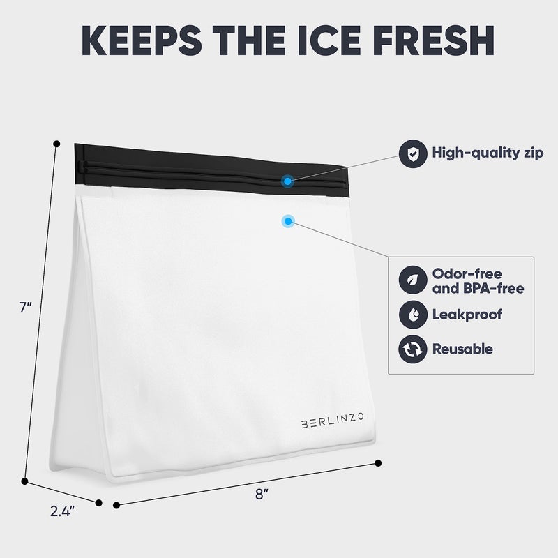 Berlinzo Reusable Ice & Food Storage Bag - Freezer Safe, Leakproof, BPA-Free Silicone, Plastic-Free Lunch Bag - One Bag - Image 2
