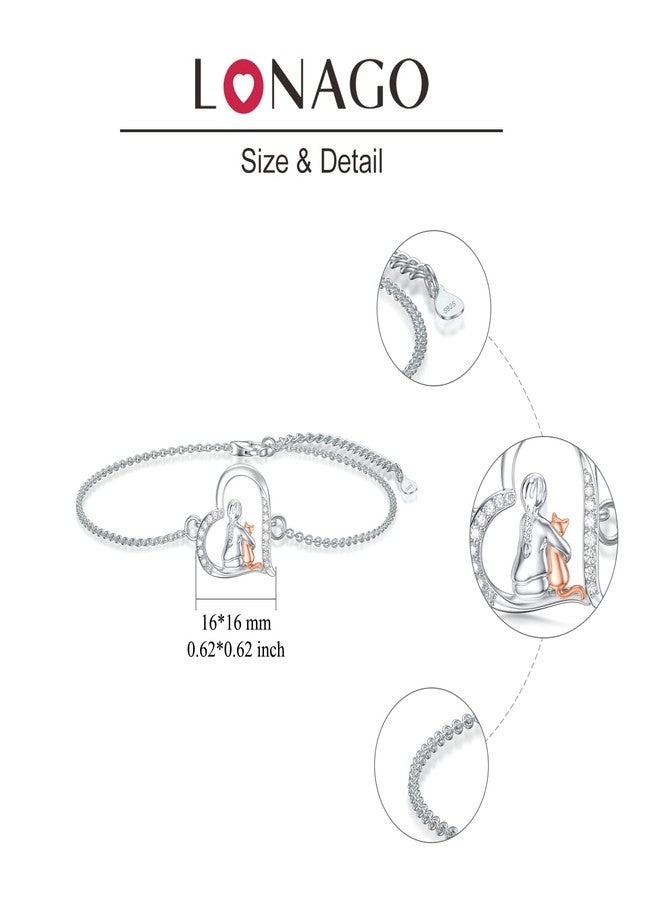 LONAGO Cat Bracelet for Women 925 Sterling Silver Cute Cat Bracelet - Image 4