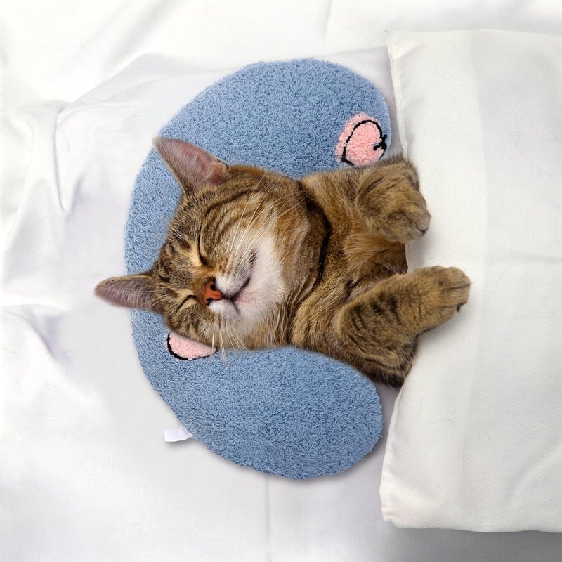 3PCS Comfortable Neck Support Pillows for Pets Lightweight Washable Puppy and Cat Sleeping Cushions in Blue White and Yellow for Relaxing and Neck Protection - Image 5