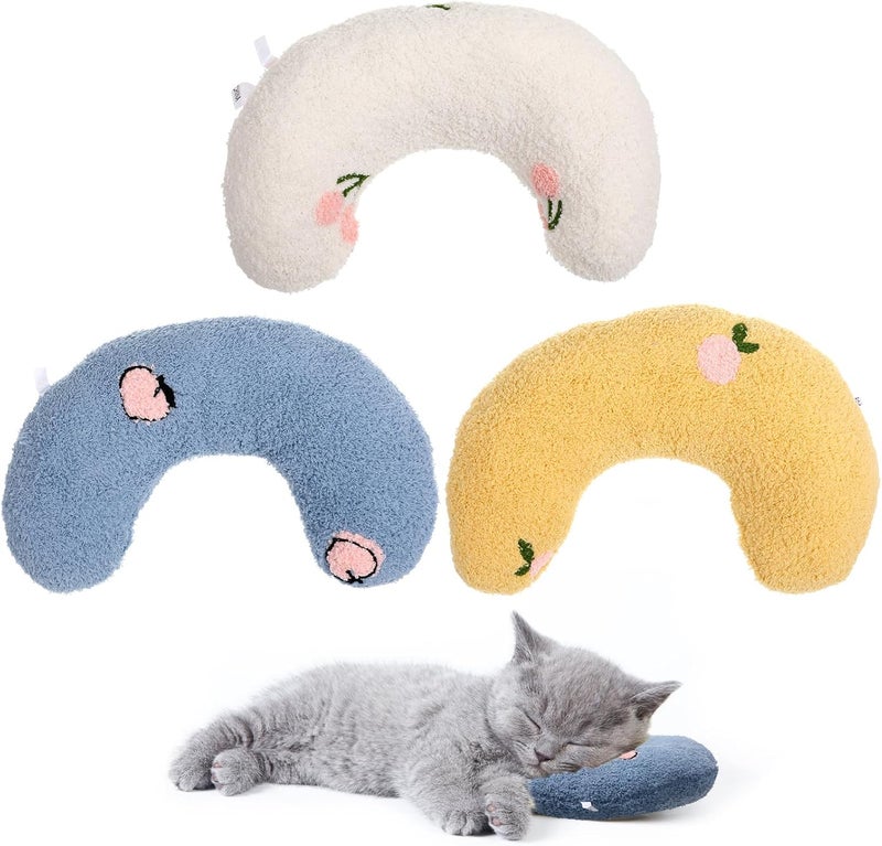3PCS Comfortable Neck Support Pillows for Pets Lightweight Washable Puppy and Cat Sleeping Cushions in Blue White and Yellow for Relaxing and Neck Protection - Image 1