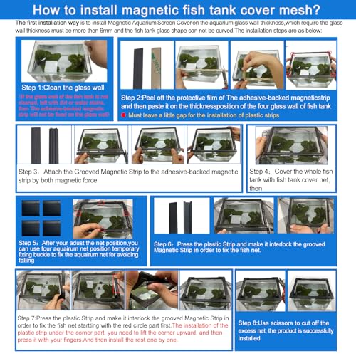 NestBasics Magnetic Aquarium lid Fish Tank Hood top Cover Anti-Jumping net Cover mesh to Protect Fishs Jumping Out of Fishes Tank Hoods - Image 2