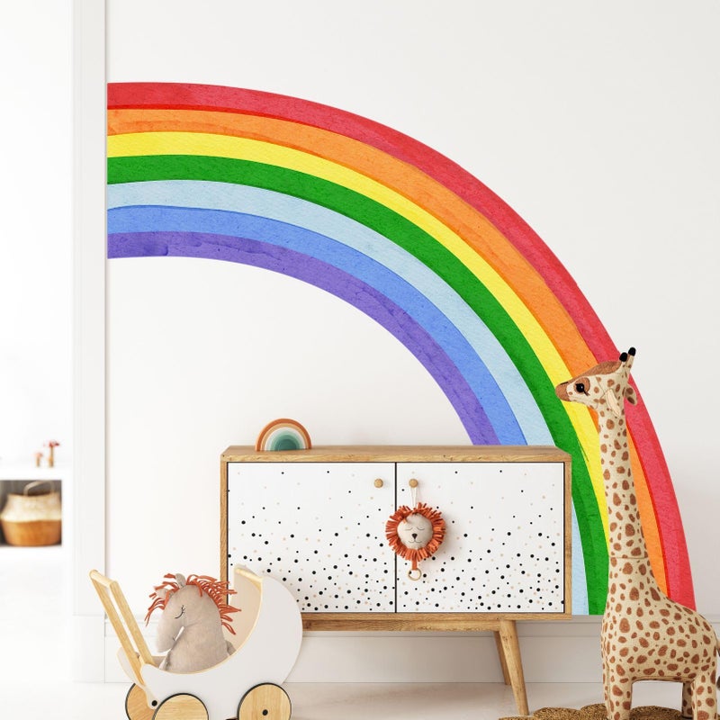 Eutecado Rainbow Wall Decals Watercolor Large Rainbow Wall Stickers for Kids Room  Waterproof Rainbow Wall Decor Stickers Peel and Stick Half Rainbow Wall Art Murals for Girls Room Bedroom - Image 2