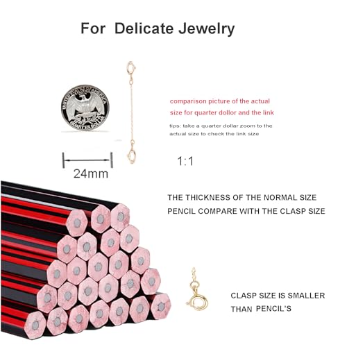 wzhe Gold Necklace Extender Chain for Women 18k Plated Sterling Silver Extension Bracelet Safety Link for Delicate Jewelry 2.3" Length - Image 3