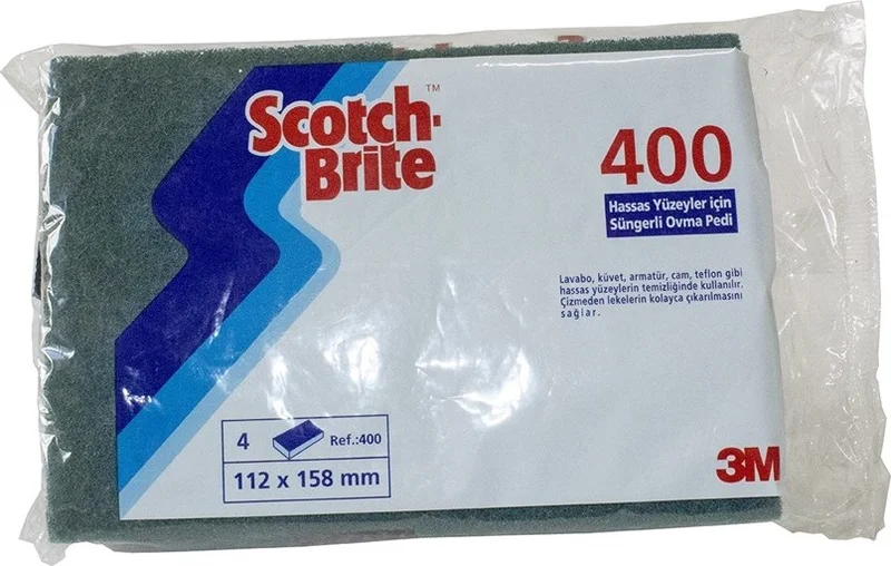 3M Scotch-Brite NO.400 Sponge Scouring Pad For Sensitive Surfaces 4 Pcs.