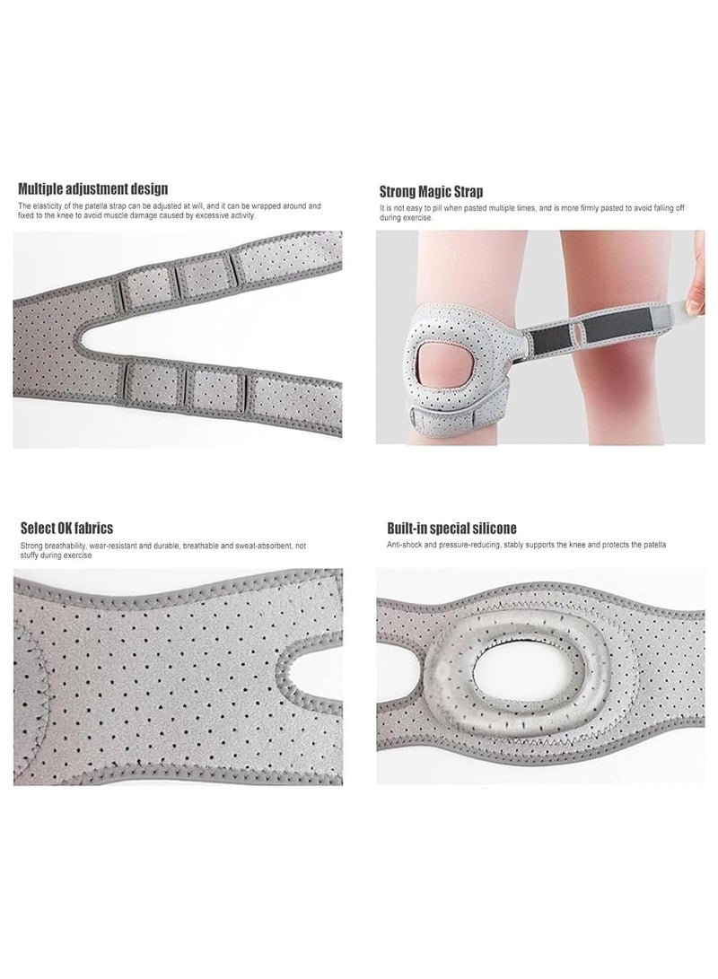 أونليماي فقط دعامة الركبة، عبوة من قطعتين من وسادات الرضفة لإعادة محاذاة مفصل الركبة أثناء الحركة، دعامات أكمام قابلة للتعديل لدعم الأوتار للغضروف المفصلي، وهشاشة العظام، والتعافي من الإصابات، وتمارين الجري (قابلة للتعديل) - Image 3