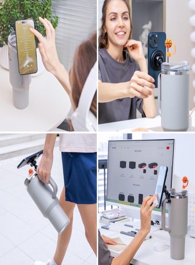 Kiorafoto Magnetic Phone Holder for Stanley Quencher H2.0,Detachable & Angle Ajustment Phone Stand for Stanley Cup Handle,Water Bottle Accessories Compatible with iPhone 17 16 15 Pro Android for Car Office Gym - Image 3