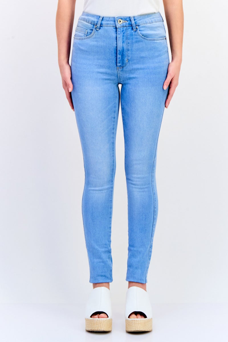 ONLY Women Skinny Fit Washed High Waist Stretchable Denim, Light Blue - Image 1