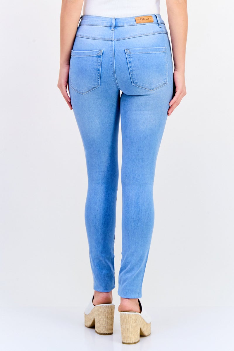 ONLY Women Skinny Fit Washed High Waist Stretchable Denim, Light Blue - Image 4