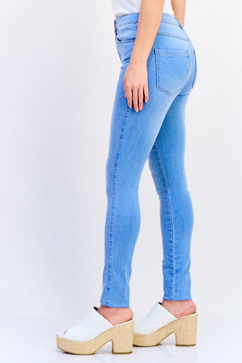 ONLY Women Skinny Fit Washed High Waist Stretchable Denim, Light Blue - Image 2