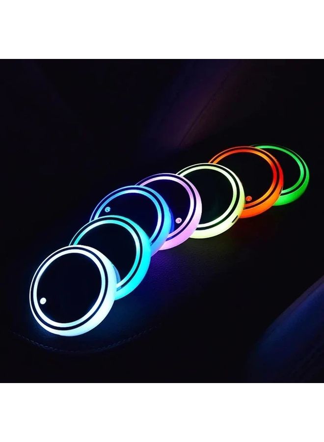 Colorful Universal 2pcs 7 Color LED Car Cup Holder Intelligent Induction USB Charging Acrylic Coaster - Image 1