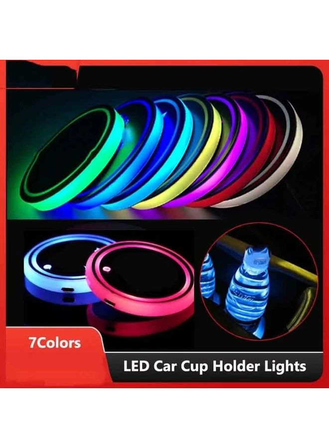 Colorful Universal 2pcs 7 Color LED Car Cup Holder Intelligent Induction USB Charging Acrylic Coaster - Image 2