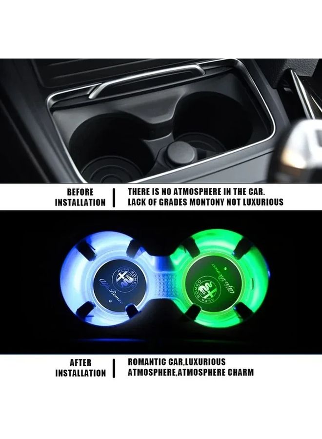 Colorful Universal 2pcs 7 Color LED Car Cup Holder Intelligent Induction USB Charging Acrylic Coaster - Image 3
