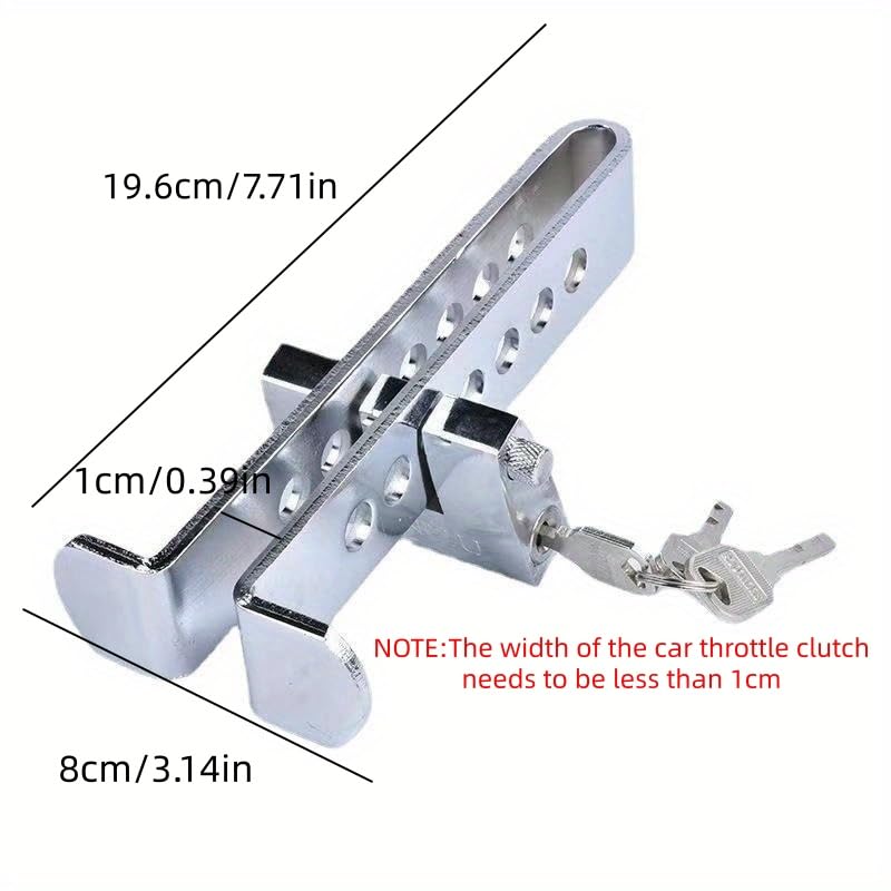 YWHWLX Car Anti-Theft Brake Clutch Lock - Stainless Steel Security Protection Safety Tool - Automobile Hidden Throttle Pedal Lock With 3 Keys - Image 2