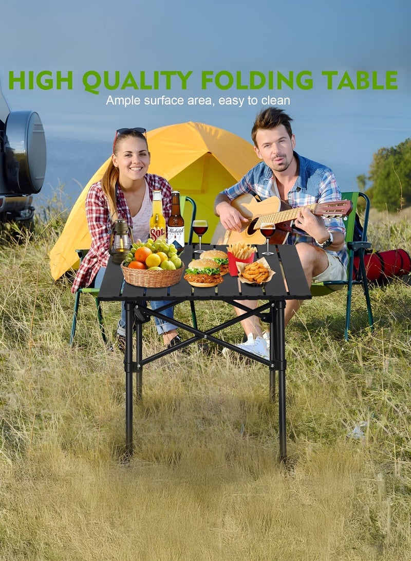 Toshionics Outdoor Camping Folding Table – Lightweight Portable Aluminum Roll Up Table with Carry Bag, Compact Foldable Picnic Table for Hiking, Fishing, Beach, BBQ, Cooking, Travel, Festival & Indoor Outdoor Use-53.5×55×49.5 cm - Image 3