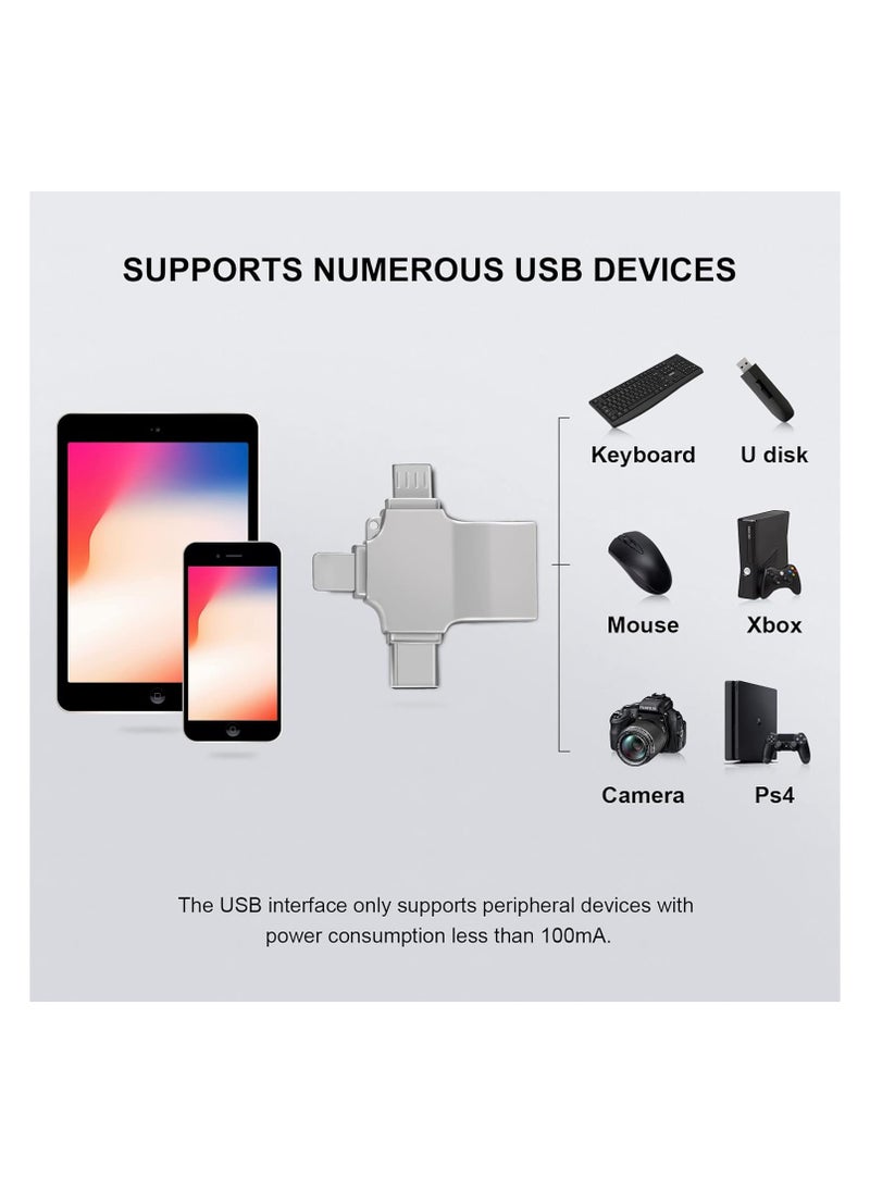 3 in 1 OTG Adapter for Cell Phones and iPad, Lightning/Type-C/Micro USB to USB 2.0 High Speed ​​Data Transfer Adapter for Apple Android Type-C Universal U Disk to External Keyboard