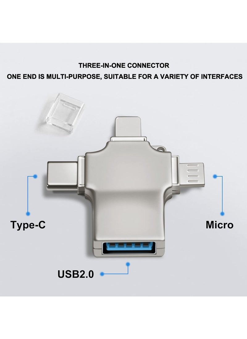 3 in 1 OTG Adapter for Cell Phones and iPad, Lightning/Type-C/Micro USB to USB 2.0 High Speed ​​Data Transfer Adapter for Apple Android Type-C Universal U Disk to External Keyboard