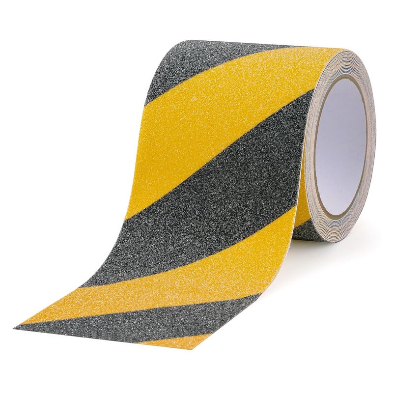 Bligo Anti Slip Tape 4" x 16.4 Ft Black and Yellow Heavy Duty Waterproof Grip Tape, High Traction Non-Skid Adhesive Roll for Stair Steps, Wood, Concrete Floors, Staircases, Outdoor/Indoor Use - Image 1